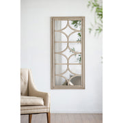 28'x59' Glister Rectangular Mirror with Distressed White Frame with Decorative Window Look, Vertical or Horizontal