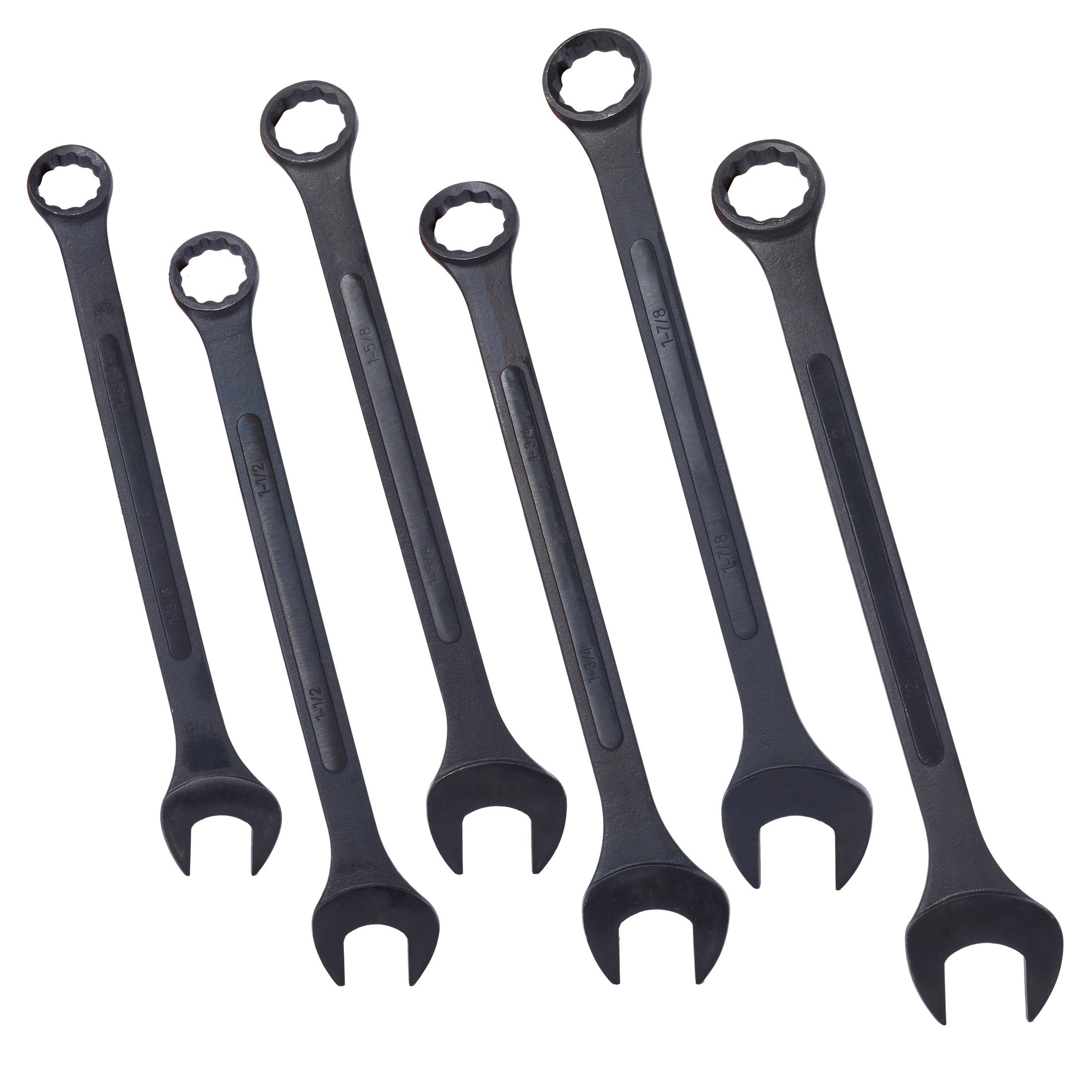 Jumbo Combination Wrench Set extra large, SAE, 6-piece,  1-3/8'' to 2'',Black Oxide, with Pouch