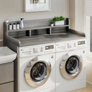 Washer Dryer Countertop with Non-slip Pads, Laundry Wood Shelf Topper with Edge, 54' Width x 27.5' Depth Double Layer Organizer for Washer and Dryer Laundry Hamper Counter Storage (GS) Big Deal Days