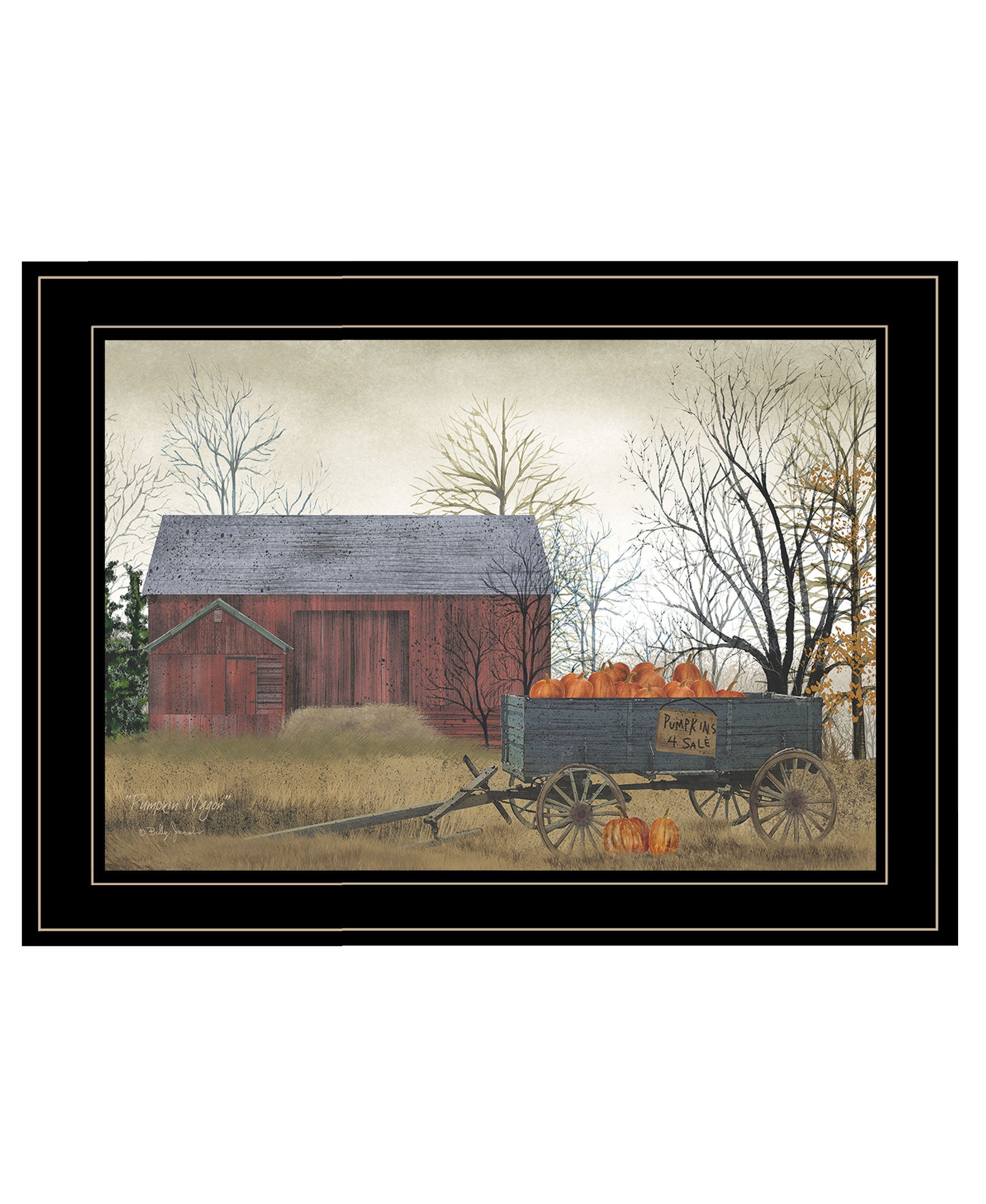 'Pumpkin Wagon' by Billy Jacobs, Ready to Hang Framed Print, Black Frame