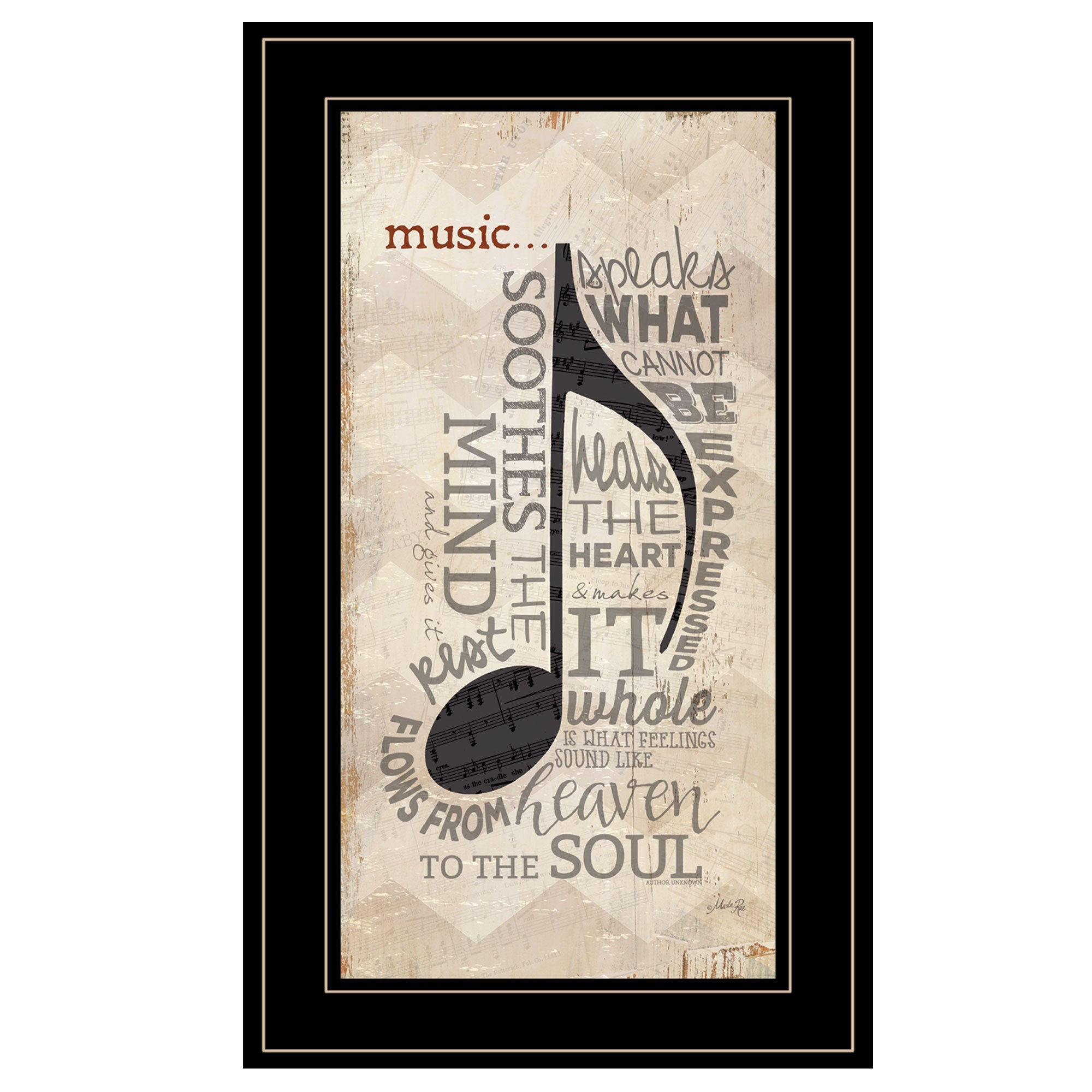 'Music' by Marla Rae, Ready to Hang Framed Print, Black Frame