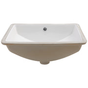 Modern White Ceramic Rectangular Undermount Bathroom Sink with Overflow, 21'x14'