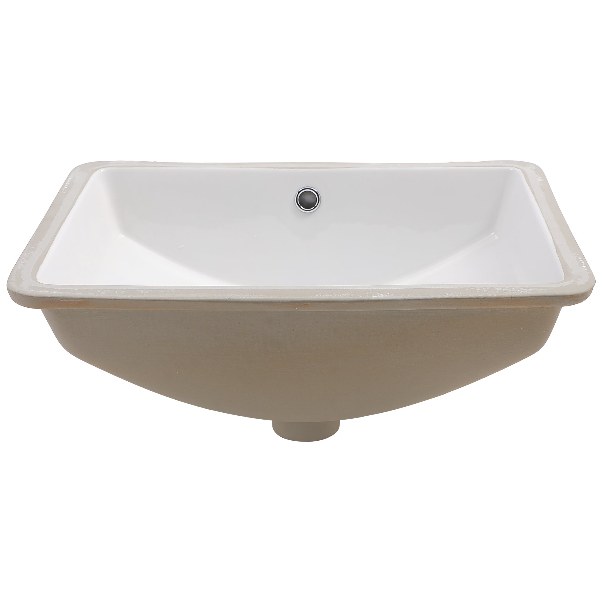 Modern White Ceramic Rectangular Undermount Bathroom Sink with Overflow, 21'x14'