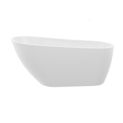 59' Acrylic Freestanding Bathtub Contemporary Soaking White Tub with Chrome Overflow and Drain