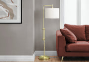 Lighting, 63'h, Floor Lamp, Brass Metal, Ivory / Cream Shade, Contemporary