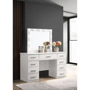 Sarah Glossy White 9-Drawer Vanity Desk