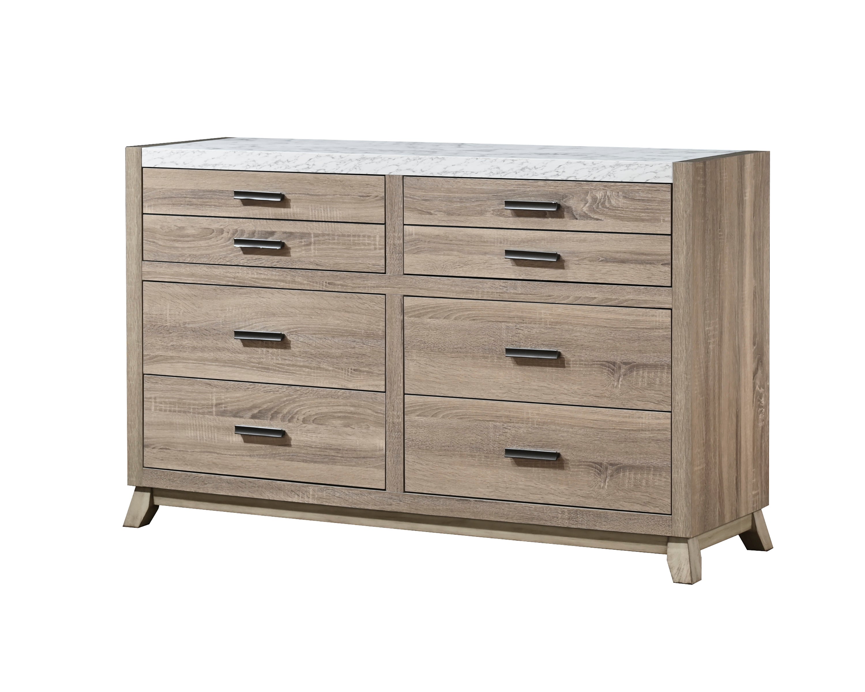 1pc Rustic Transitional Contemporary Dresser Natural Brown Faux Stone Top Bed Side Cabinet Furniture