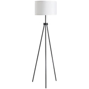 HOMCOM 59.75' Tripod Floor Lamp with Pull Chain Standing, Fabric Lampshade E26 Lamp Holder Steel for Living Room, Bedroom, Office, Black