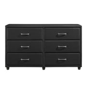 Contemporary Design Black Dresser 1pc 6x Drawers Faux Leather Upholstery Plywood Engineered Wood