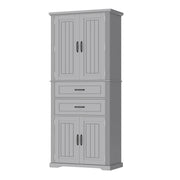 Elegant Storage Cabinet with Multi-Functional Space, 2 Drawers with Slide Rails, Adjustable Shelf, Gray MDF