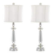Karat 25.5' Contemporary Crystal Table Lamp in Clear K9 Crystal and Chrome Metal with White Linen Softback Shade from Grandview Gallery by LumiSource - Set of 2