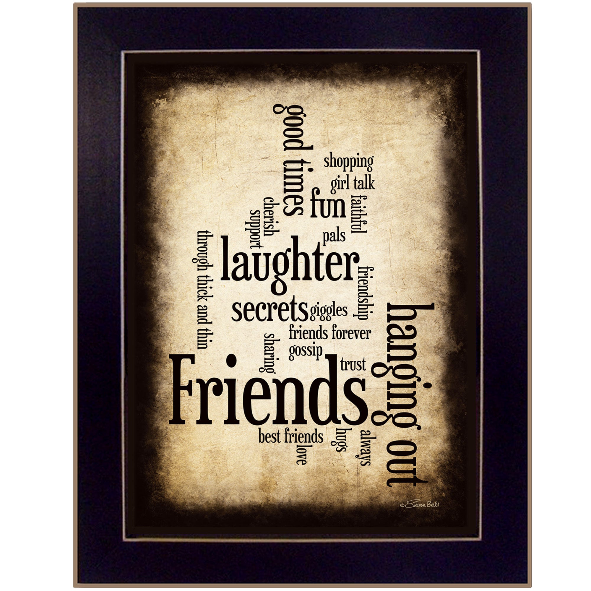 'Friends' By Susan Boyle, Printed Wall Art, Ready To Hang Framed Poster, Black Frame