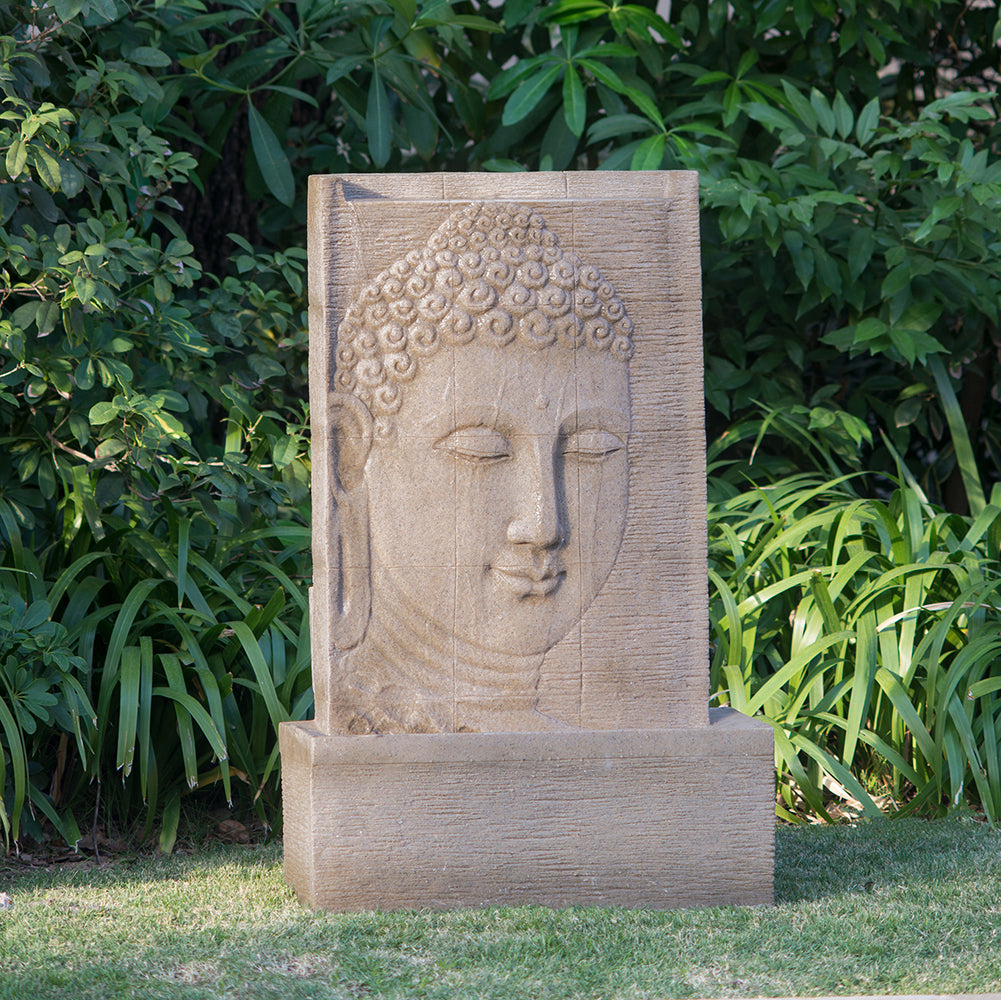 25x13x39' High Sandstone Buddha Fountain, Indoor Outdoor Water Fountain with Light