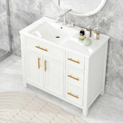 36' Bathroom Vanity with Sink Top, Bathroom Vanity Cabinet with Two Doors and Three Drawers, Solid Wood , MDF Boards ,One Package, White (Old Sku:WF319757AAK)
