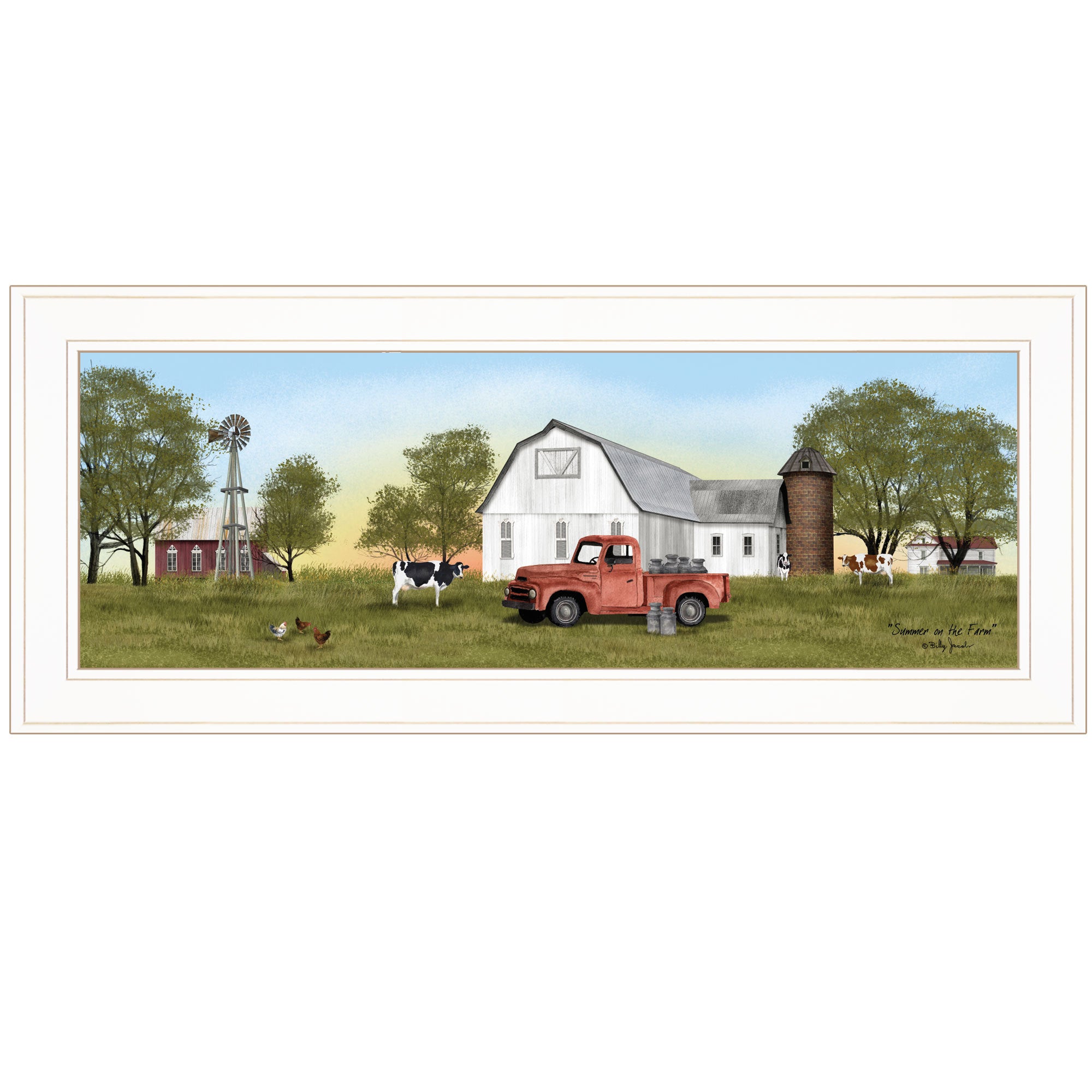 'Summer on the Farm' by Billy Jacobs, Ready to Hang Framed Print, White Frame