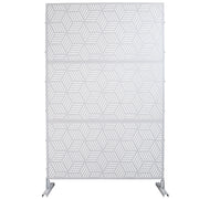 Outdoor & Indoor Privacy Screen Metal Privacy Screen 76' H×48' W, Freestanding Decorative Privacy Screen for Deck Balcony Patio, Privacy Fence Panels for Outside Lawn Garden PS116 WHITE