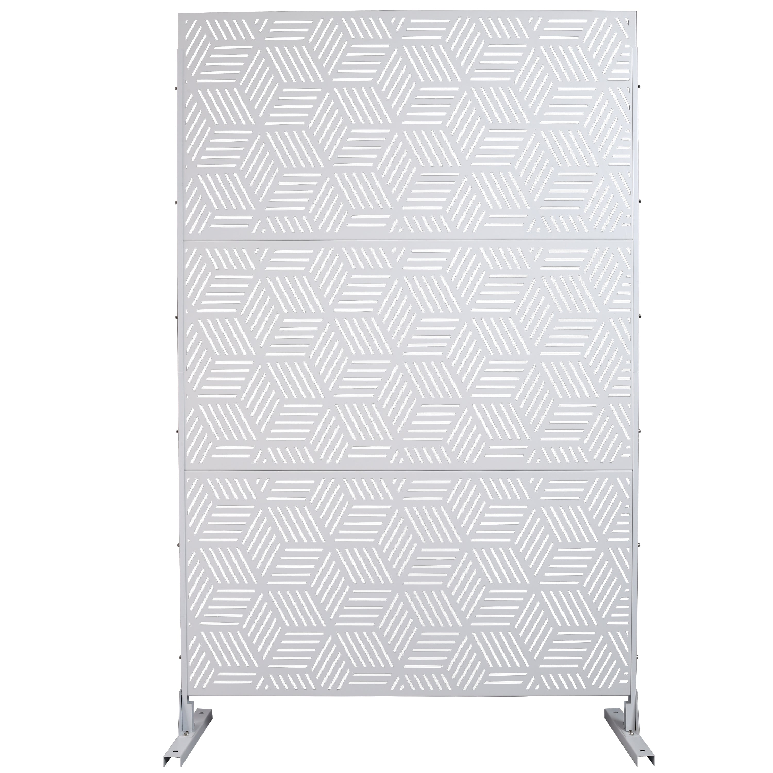 Outdoor & Indoor Privacy Screen Metal Privacy Screen 76' H×48' W, Freestanding Decorative Privacy Screen for Deck Balcony Patio, Privacy Fence Panels for Outside Lawn Garden PS116 WHITE