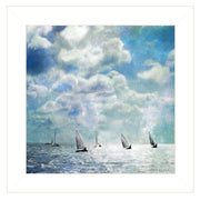 'Sailing White Waters' by Bluebird Barn Group, Ready to Hang Framed Print, White Frame