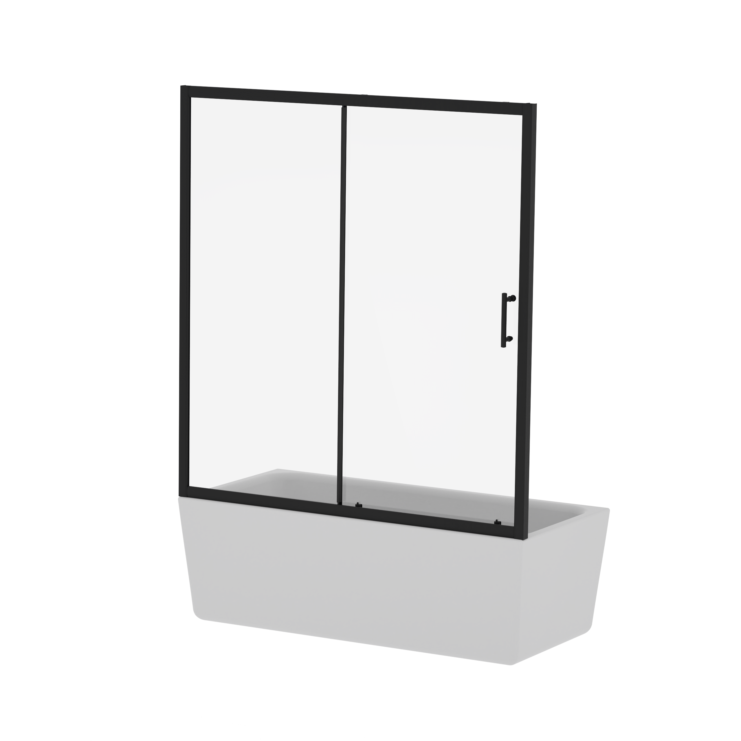 Modern Sliding Shower Door for Bathtub, Clear Tempered Glass, Black Stainless Steel, 60x62 inches