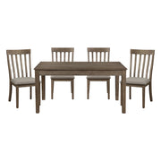 Country Casual Styling 5pc Dining Set Dining Table with Drawers and 4x Side Chairs Wire Brushed Brown Finish Wooden Furniture