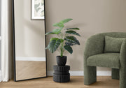 Artificial Plant, 24' Tall, Alocasia, Indoor, Faux, Fake, Table, Greenery, Potted, Real Touch, Decorative, Green Leaves, Black Pot