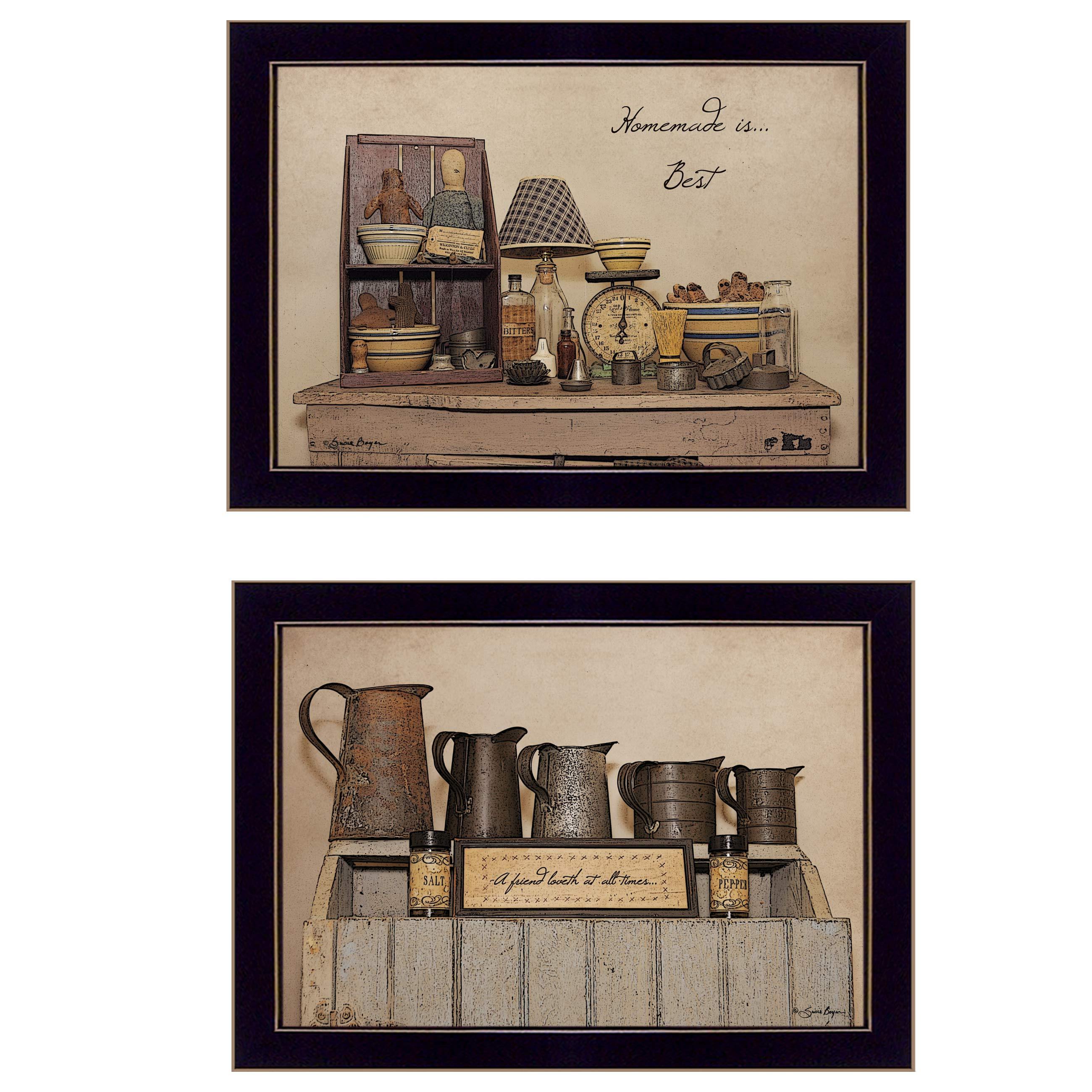 'Homemade is Best' 2-Piece Vignette By Susie Boyer, Ready to Hang Framed Print, Black Frame