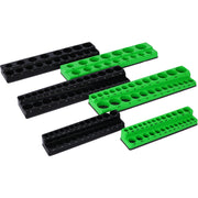 Magnetic Socket Organizer Set, 6-Piece Socket Holder Set Includes 1/4', 3/8', 1/2' Drive Metric SAE Socket Trays, Holds 141 Pieces Standard Size and Deep Size Sockets(Socket not Included),green and bl