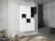 12' Bathroom Side Cabinet,6-Soft Close Doors,Float Mounting Design,0112WH*3-0212WH-K*3(KD-Packing)