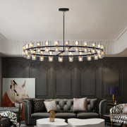 48 Inches Luxury Chandeliers Crystal Living Room Decorative Lights Simple Modern Dining Room LED Lighting,for Home Decor (Bulbs Included) Black