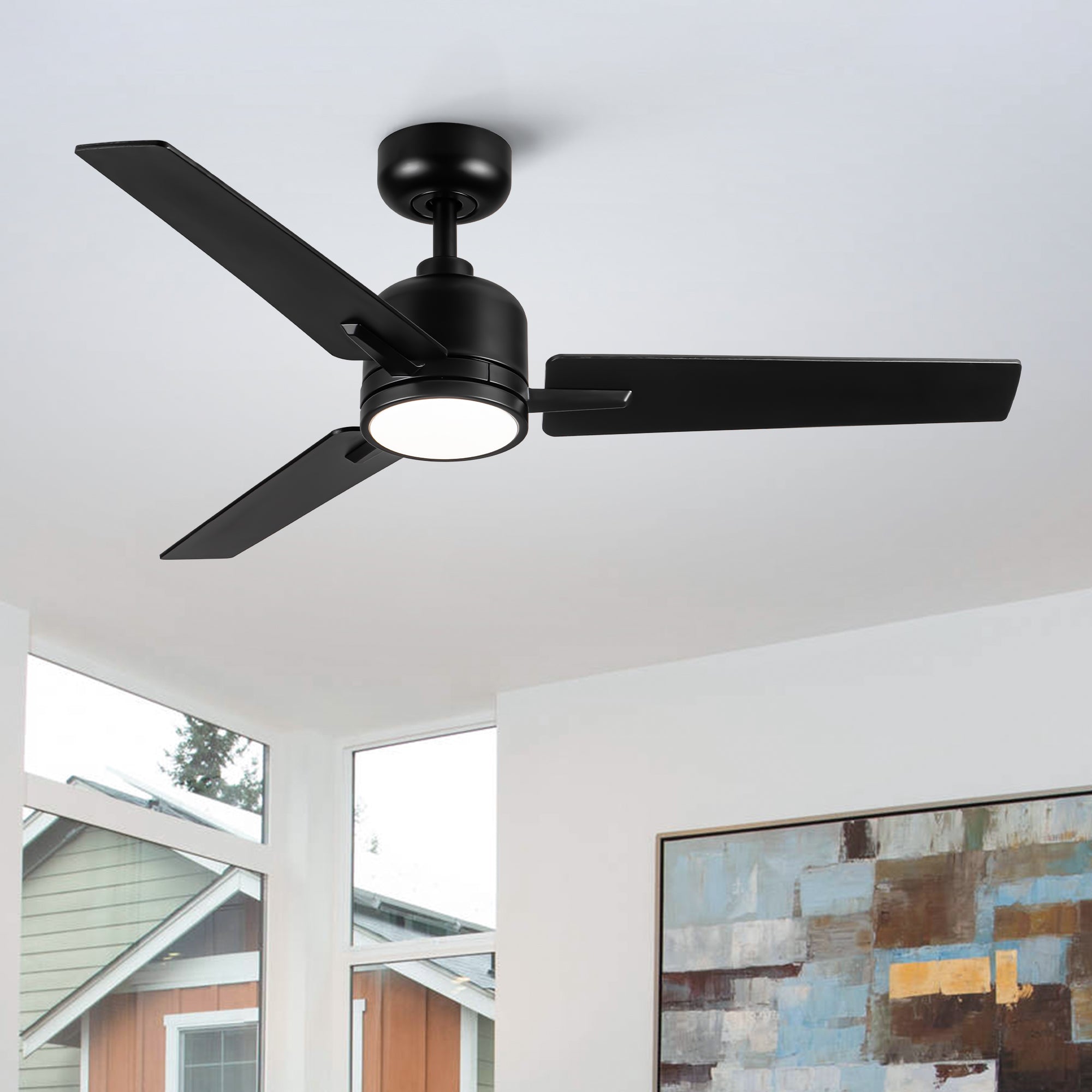 48' Black Lowe Profile Ceiling Fan with Light
