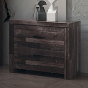 Contemporary Oak Finish Wooden Nightstand Two Drawers Storage Bedroom Furniture 1pc Beside Table Plank Pattern