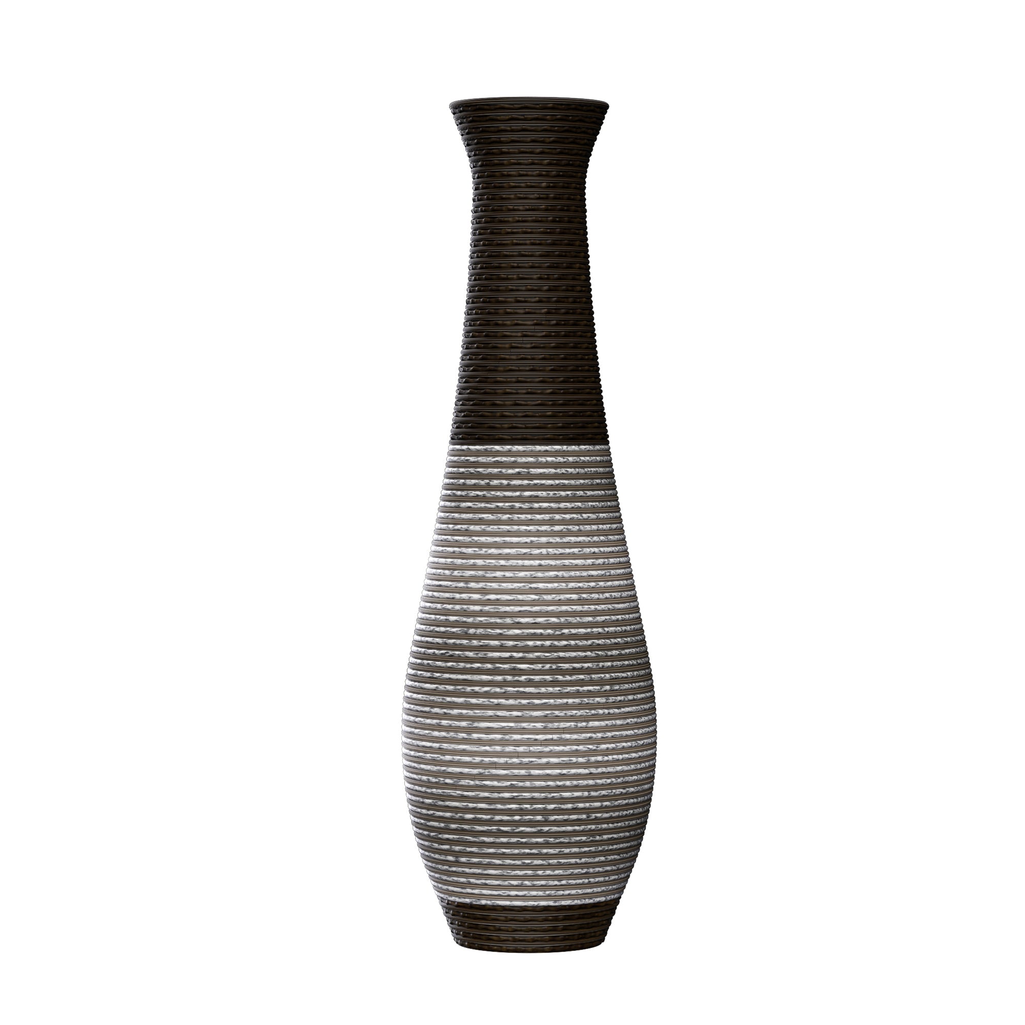 39-Inch Tall Standing Designer Floor Vase - Durable Artificial Rattan - Elegant Two-Tone Dark Brown Finish - Ideal Décor Accent for Living Room, Bedroom, Entryway - Stylish Home Décor Statement Piece