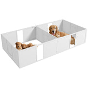 PawHut Whelping Box for Dogs and Puppies, Dog Whelping Box with Washable Waterproof Pee Pad & Adjustable Door for Large, Medium and Small Dogs, White, 96' x 47' x 19'