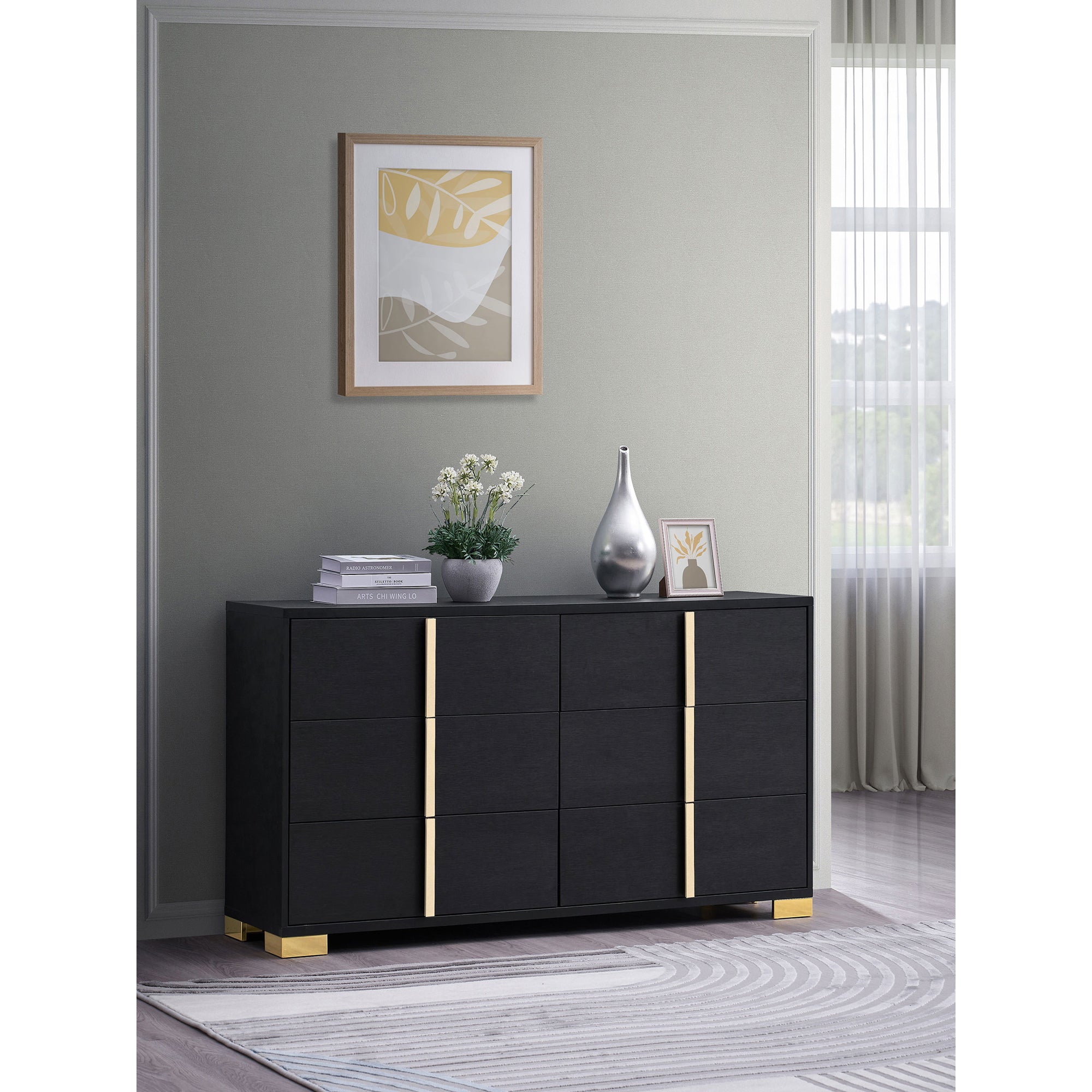 Medici Black 6-drawer Dresser