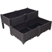 4 Piece Raised Garden Bed with Legs, Self-Watering Planter Box Raised Bed to Grow Flowers, Herbs & Vegetables, Brown