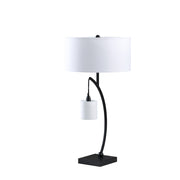 28.5' In Contemporary Dual Black Arc W/ Hanging Pendelum Lamp Metal Table Lamp