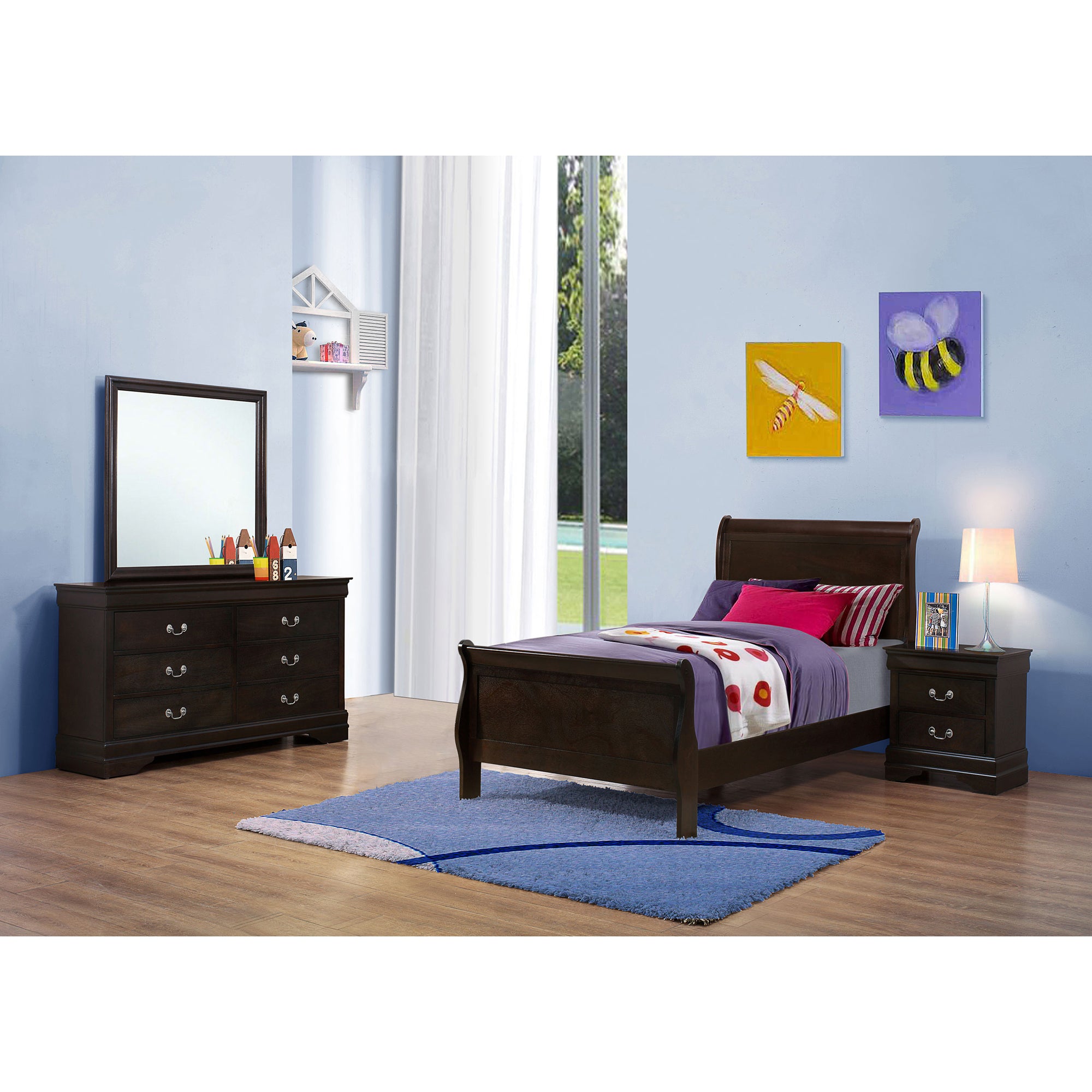 Bruno Cappuccino 4-piece Twin Bedroom Set