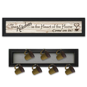 'The Kitchen Vignette' 2-Piece Vignette with 7-Peg Mug Rack by Millwork Engineering, Black Frame
