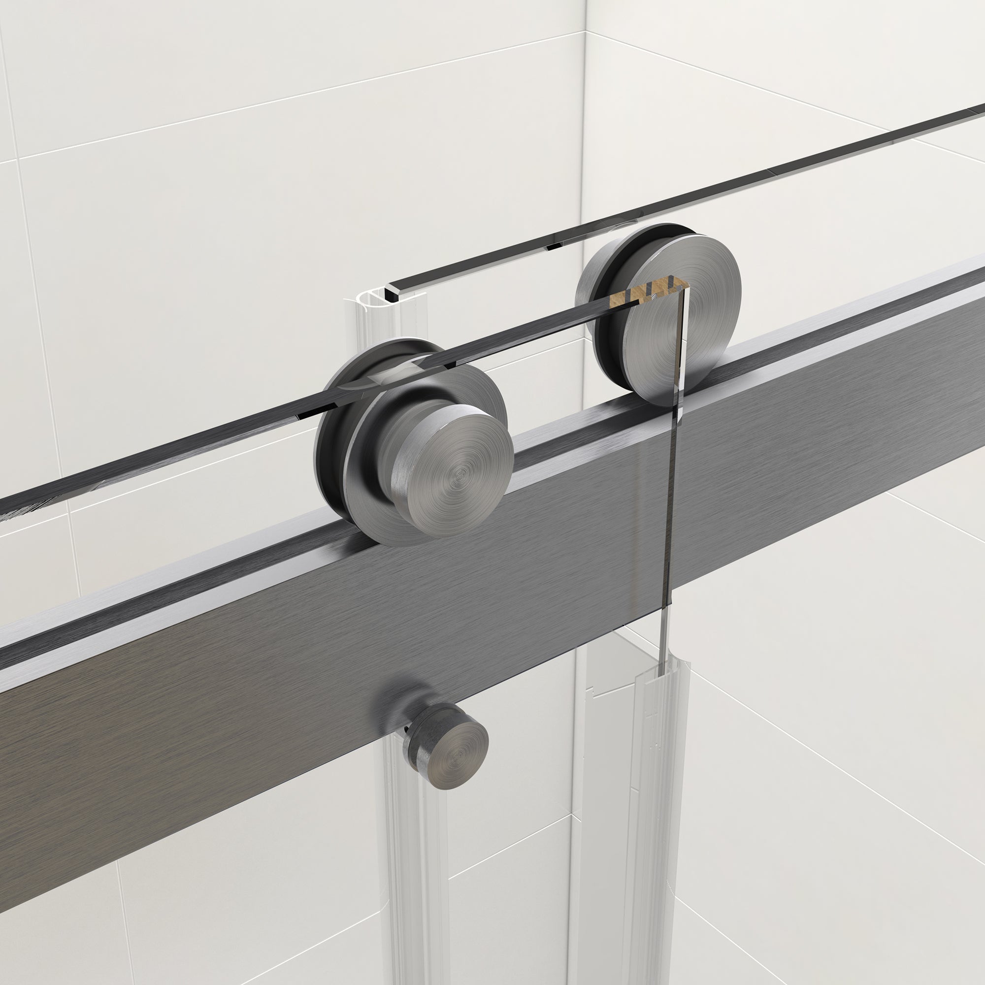 Top Rail Only, Stainless Steel Top Track with Buffer for Shower Door, 24D02P01-T60BNX