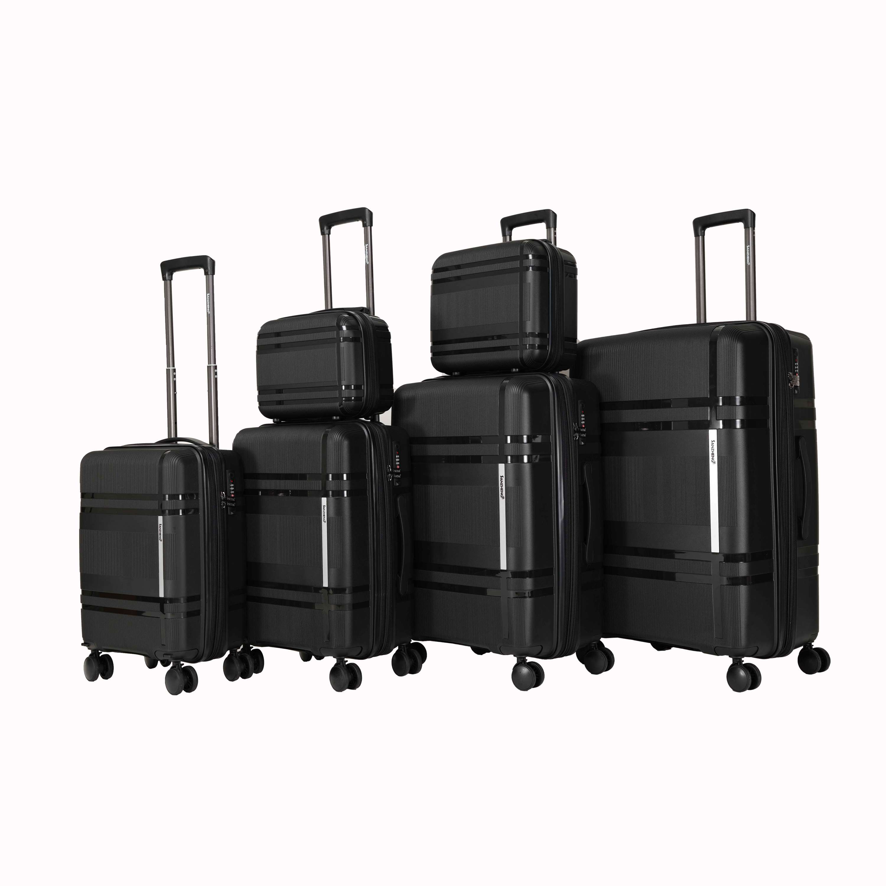 6-piece luggage set, expandable hard shell luggage set with rotating wheels, suitable for carry on luggage, unisex, lightweight travel luggage set, password lock
