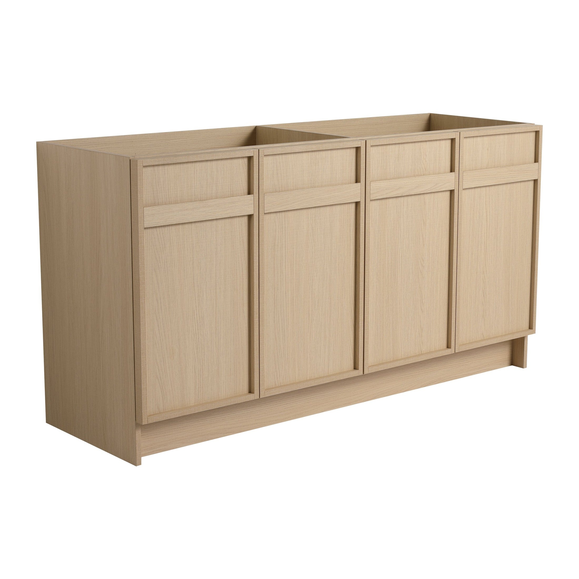 Modern Freestanding Bathroom Vanity with Soft-Close Cabinet Doors - Oak Finish - Plywood - 60 Inches