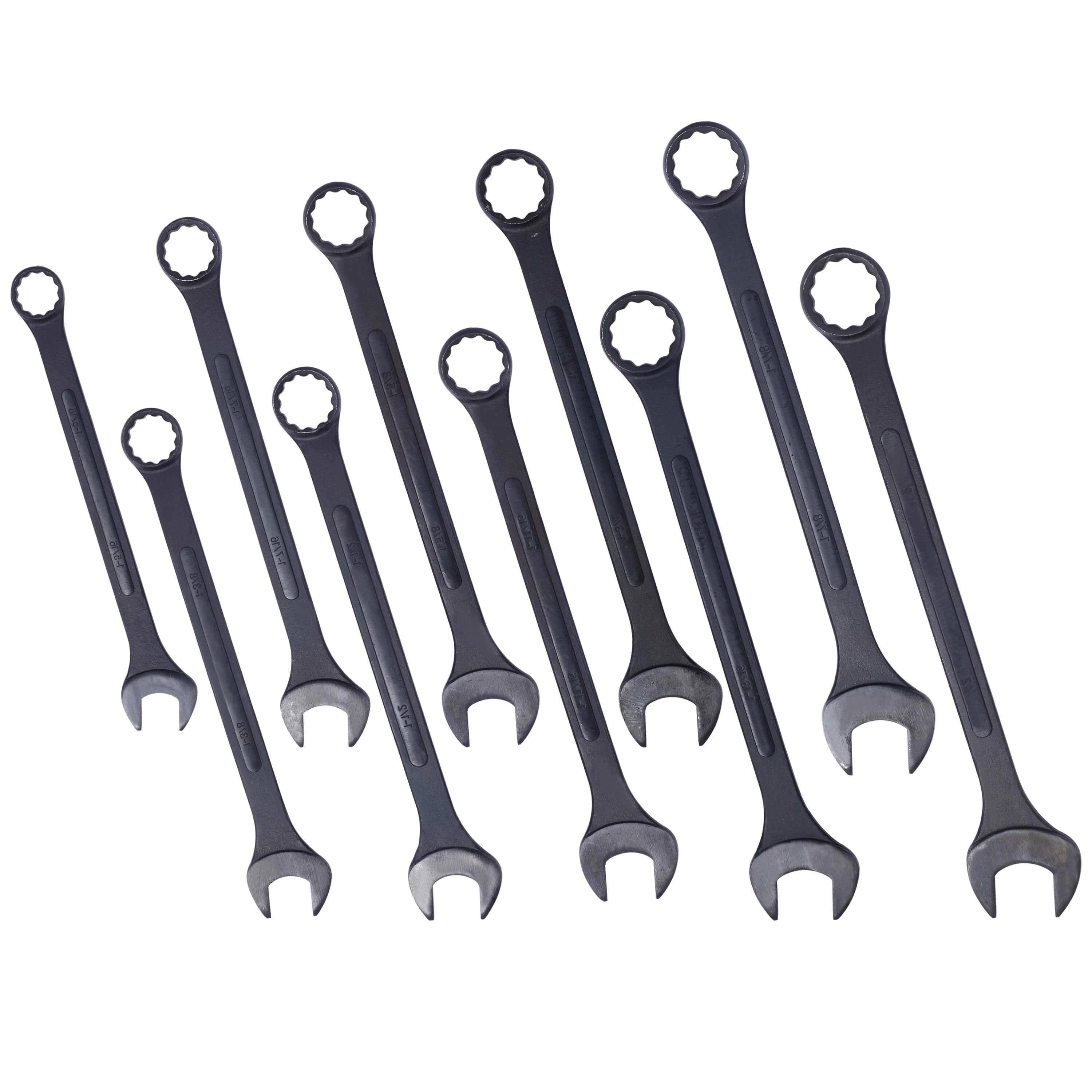 SAE Jumbo Combination Wrench Set Extra Large,10 PC SAE Black-Oxide Jumbo Combo Wrench Set  1-5/16' - 2' with pouch