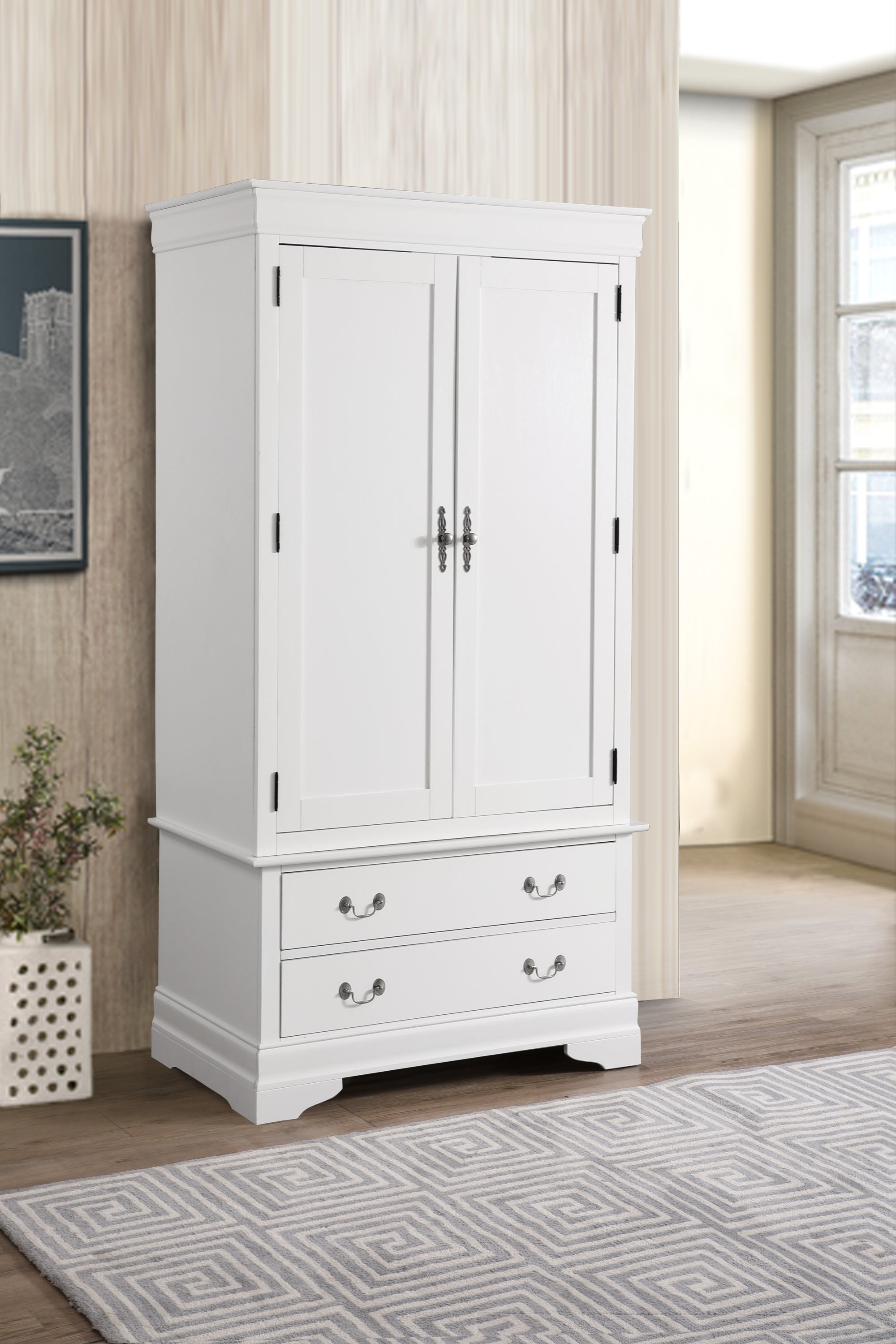 Louis Phillipe G3190-A Armoire , White