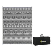 Outsunny Reversible Outdoor Rug, 8' x 10' Waterproof Plastic Straw Floor Mat, Portable RV Camping Carpet with Carry Bag, Large Floor Mat for Backyard, Deck, Picnic, Beach, Gray & Cream White Boho