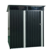 Modern Outdoor Metal Storage Shed with Transparent Plate in Black Iron and Plastic, 5ft x 3ft