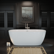 55'' Acrylic Freestanding Bathtub, Contemporary Stand Alone Bath Tub with Overflow and Pop-up Anti-blockage Drain, cUPC Certified, Glossy White 25A09-55