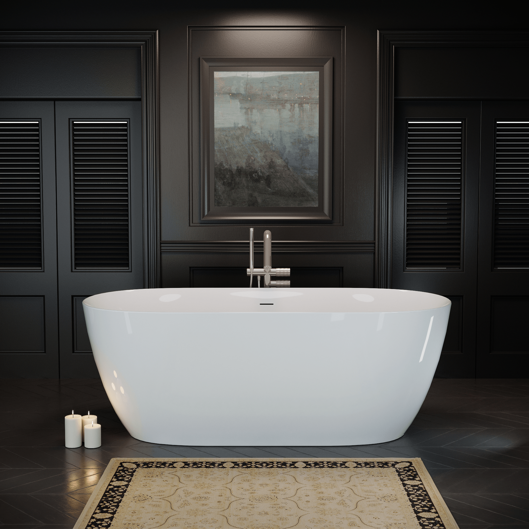 55'' Acrylic Freestanding Bathtub, Contemporary Stand Alone Bath Tub with Overflow and Pop-up Anti-blockage Drain, cUPC Certified, Glossy White 25A09-55