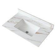 Elegant 37 Inch Carrara White Marble Vanity Top with Undermount Sink and Backsplash
