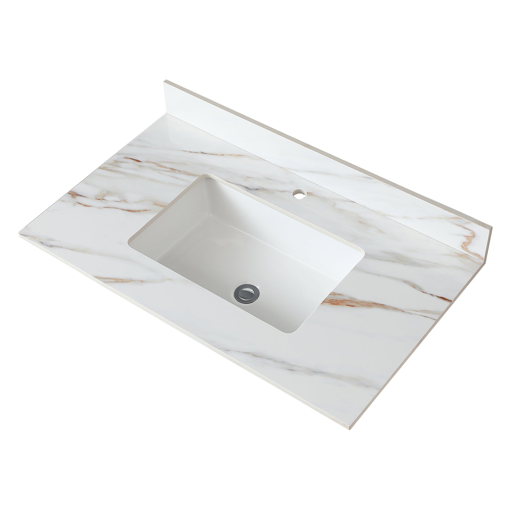 Elegant 37 Inch Carrara White Marble Vanity Top with Undermount Sink and Backsplash