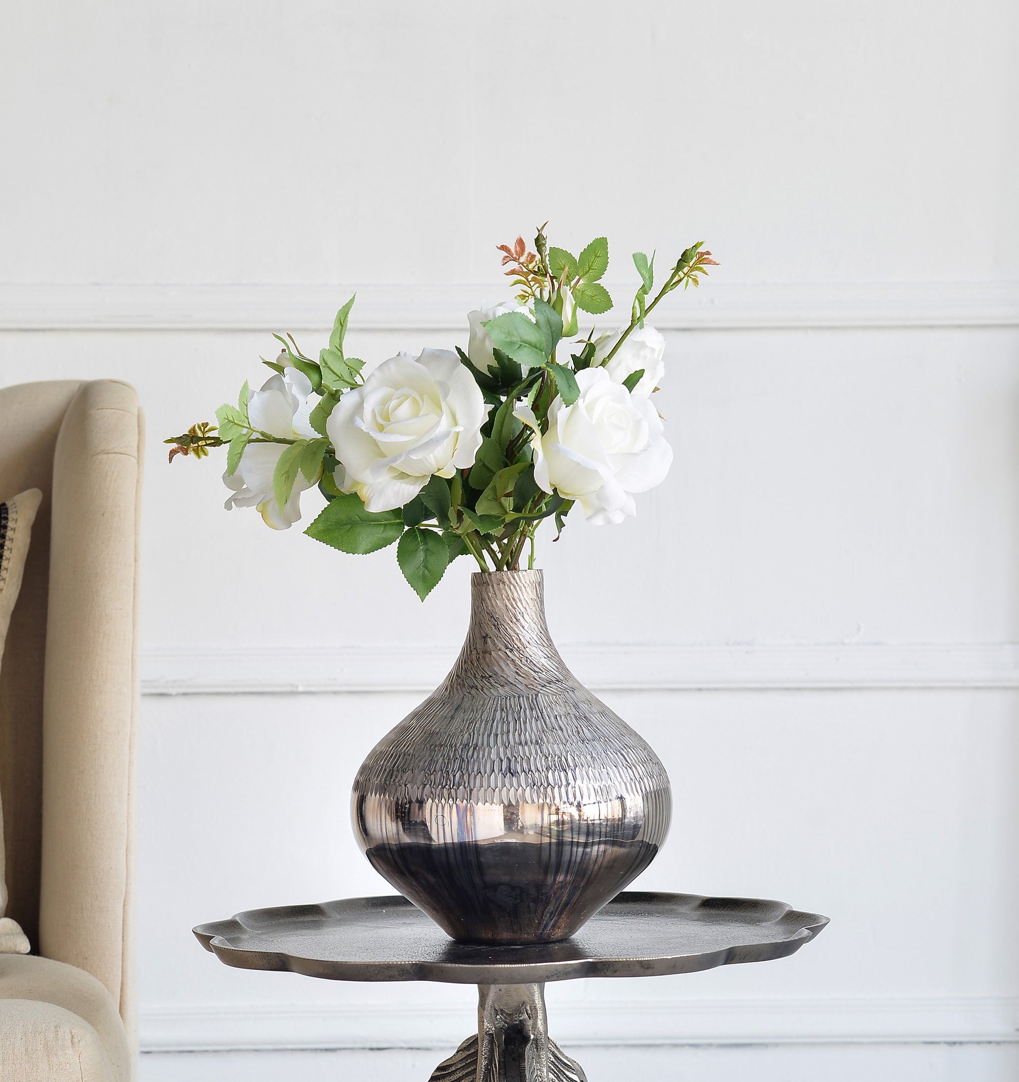 D9x10' Glass Silver Vase